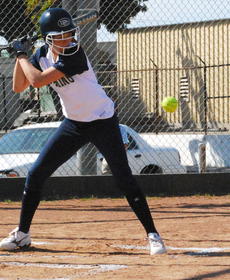 Sophomore Kaycee Wilke watches a pitch during Tuesdays loss to East L.A.