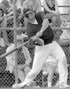 Sophomore first baseman Beau Hopps checks his swing Friday.