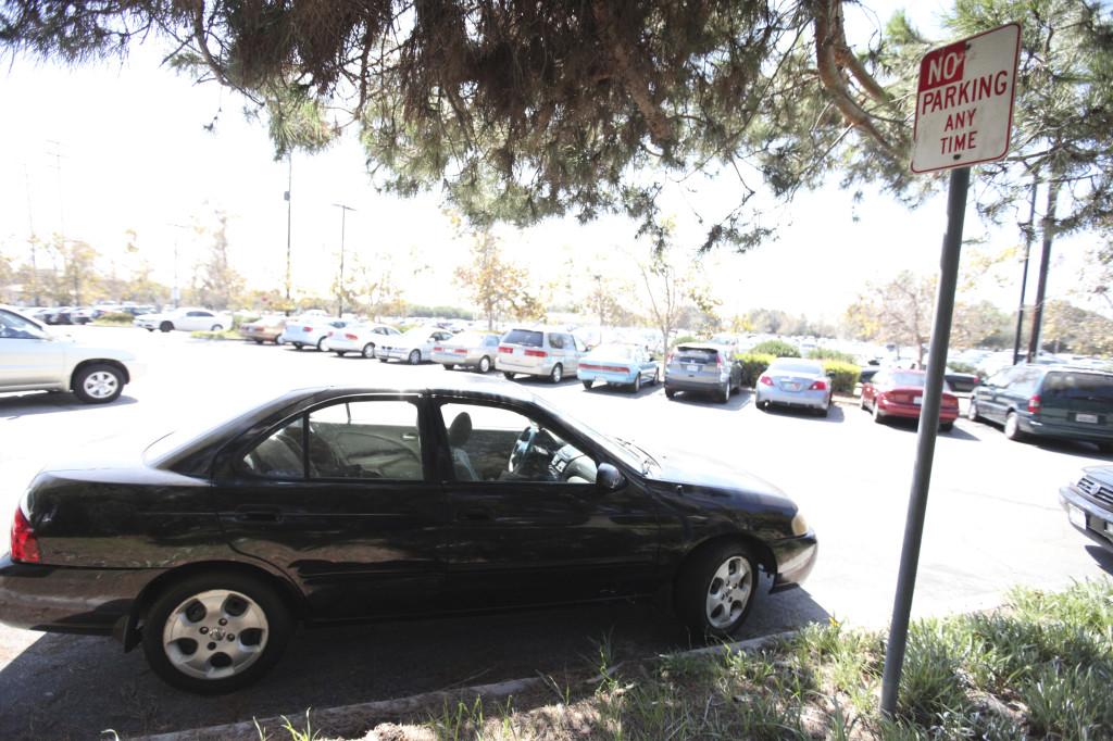A car parked illegally in Lot L on Thursday September 5 due to the scarcity of parking on El Camino College campus.