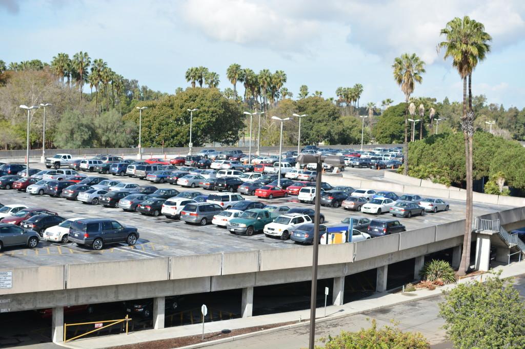 A full parking Lot F during the middle of a weekday. Photo by John Fordiani.