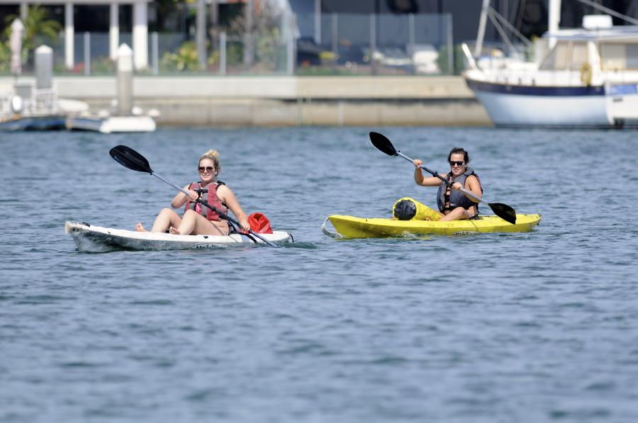 Sisters Nadia Basich, 21, arts editor, and Celeste Basich, 20, journalism major from Harbor College kayaks through Naples Canals every summer. Photo credit: Amira Petrus