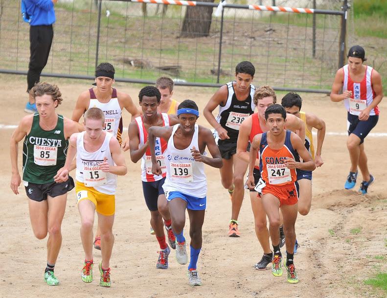 Sophomore runner Teddy Kassa leads the pack during the State Championships this weekend. He would eventually finish in sixth place on the day