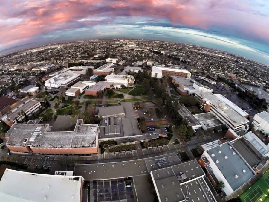 Flying from behind the North Gym after a storm passes in January. Photo credit: Tristan Bellisimo