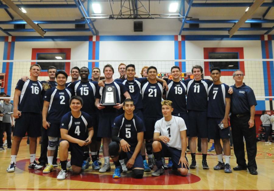 The El Camino College mens volleyball team took second place in the state championship game against Santa Monica College on Saturday night. The Corsairs defeated the Warriors 3-1 at San Diego City College. Photo credit: John Fordiani