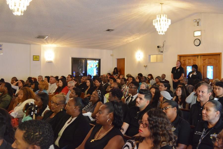Friends and family crowded the Greater Good News Church of God in Christ on Thursday for Tommy Cheatham Jr.s funeral. Friends from school, and family members, spoke about Cheatham and how he had an impact on them. Photo credit: John Fordiani