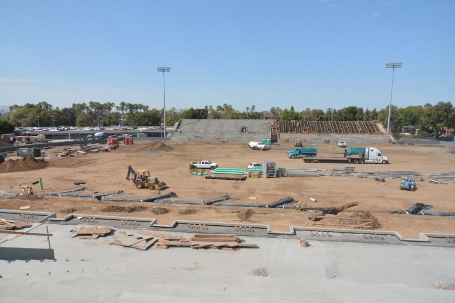 Construction of the new $40 million Murdock Stadium is set to be completed by the end of the year. Once finished, the stadium have a dedicated football field, track and athletic training facilities. The new stadium is estimated to hold 8,000 people. Photo credit: John Fordiani