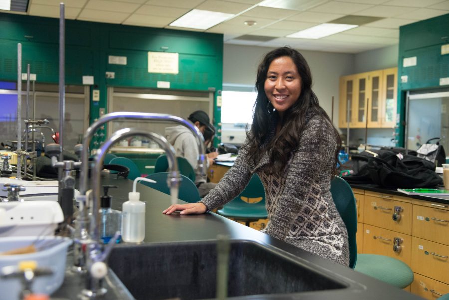 Nanea Dominguez, 20, neurobiology major, is now a supplemental instruction coach (SI coach), captured April 26. The Supplemental Instruction Program aims to help students with their enrolled classes. Photo credit: Elena Perez Photo credit: Elena Perez