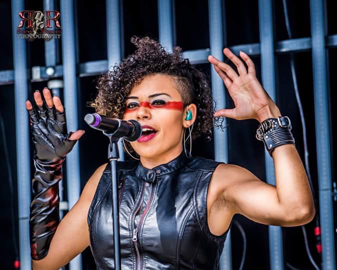 Amber VanB, back-up vocalist for rock band Sixx:A.M. performing at Northern Invasion in Somerset, WI. Photo by Steve Porter.