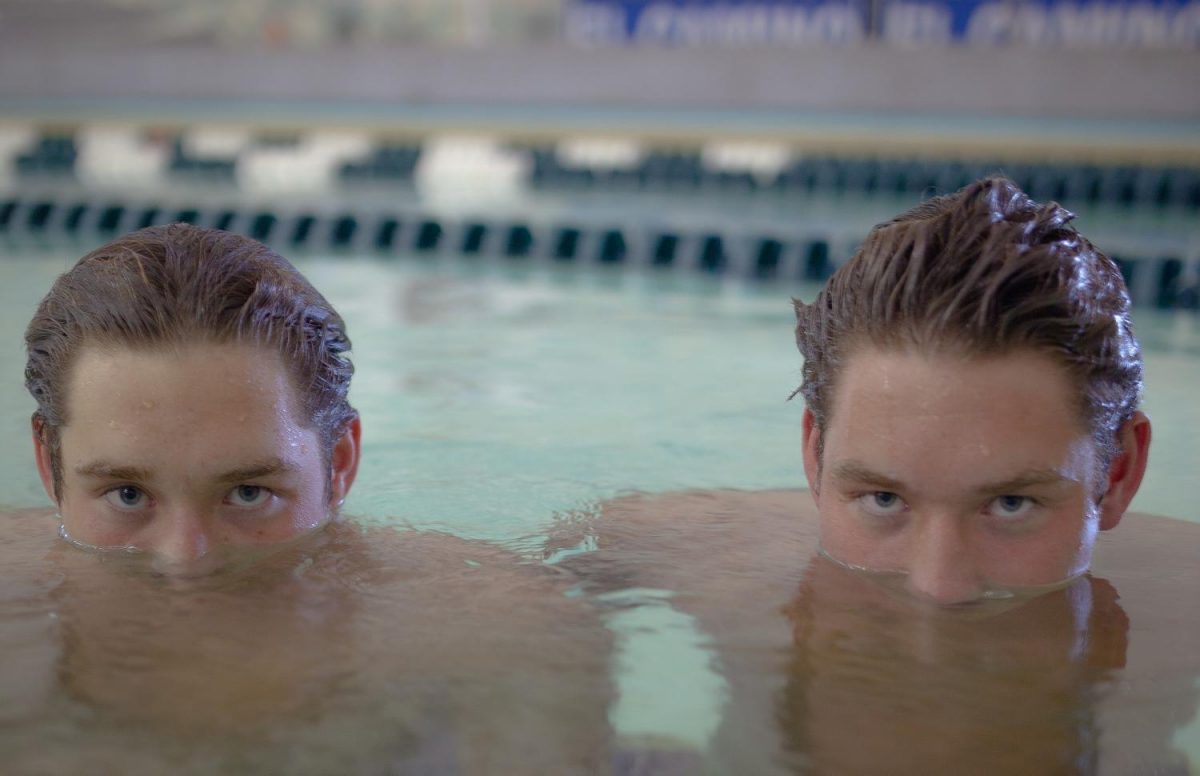EC mens water polo players Levi and Nate Griffith inside the swimming pool, in which innately creates a competitive environment for the twins that results into showcasing their abilities during games.