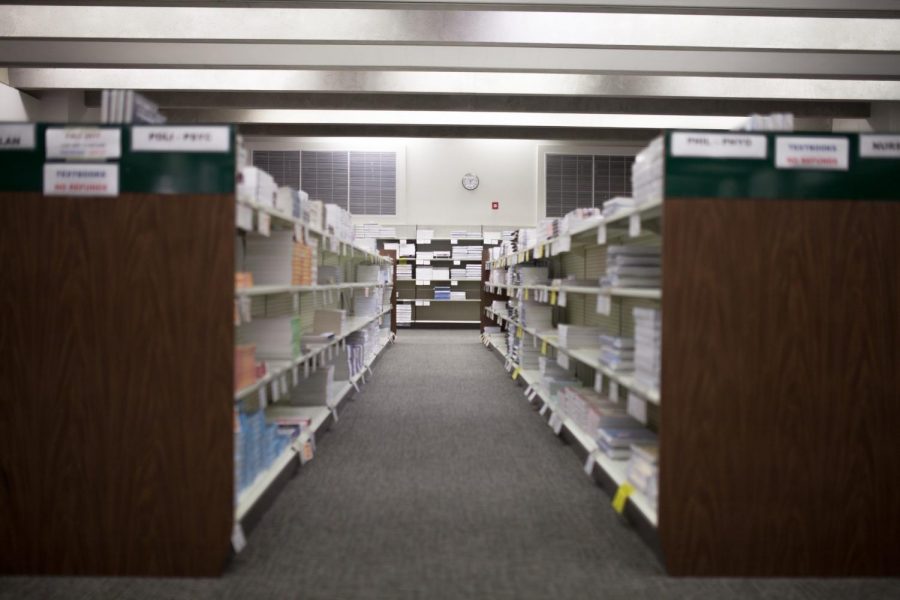 An aisle of textbooks in the El Camino Bookstore. The bookstore has faced competition from online retailers in recent years. Photo credit: Jorge Villa