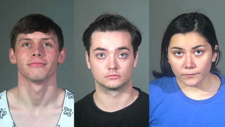 The respective mug shots of Tyler Walters, Lynn Johnson and Gabriella Semana, who are all being accused in the case of a drive-by paintball shooting that blinded a Torrance man in one eye. Photo courtesy of the Torrance Police Department.
