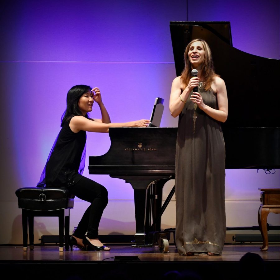 Blind mezzo-soprano Laurie Rubin sings at Marsee Auditorium, accompanied by her partner Jennifer Taira, on Friday, Spet. 21, 2018. (Jack Kan / Union) Photo credit: Jack Kan