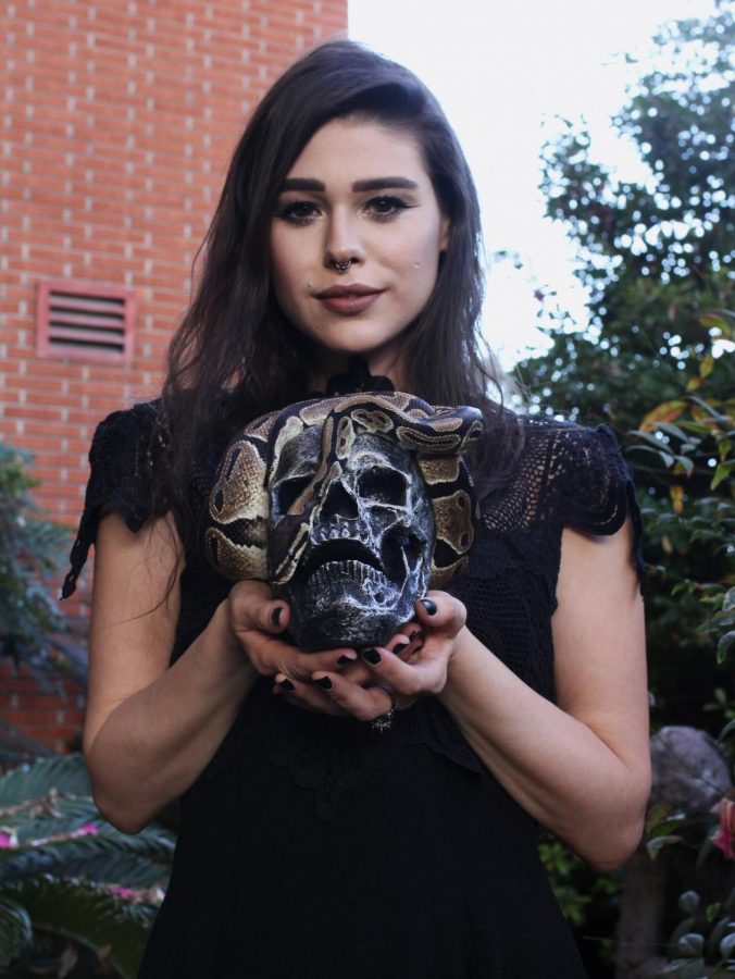 “I like the more darker stuff the macabre stuff, like something you see in a Tim Burton or Guillermo Del Toro film,” Bethany Caitlan Nicole, 27, film major. Photo credit: Kevin Caparoso