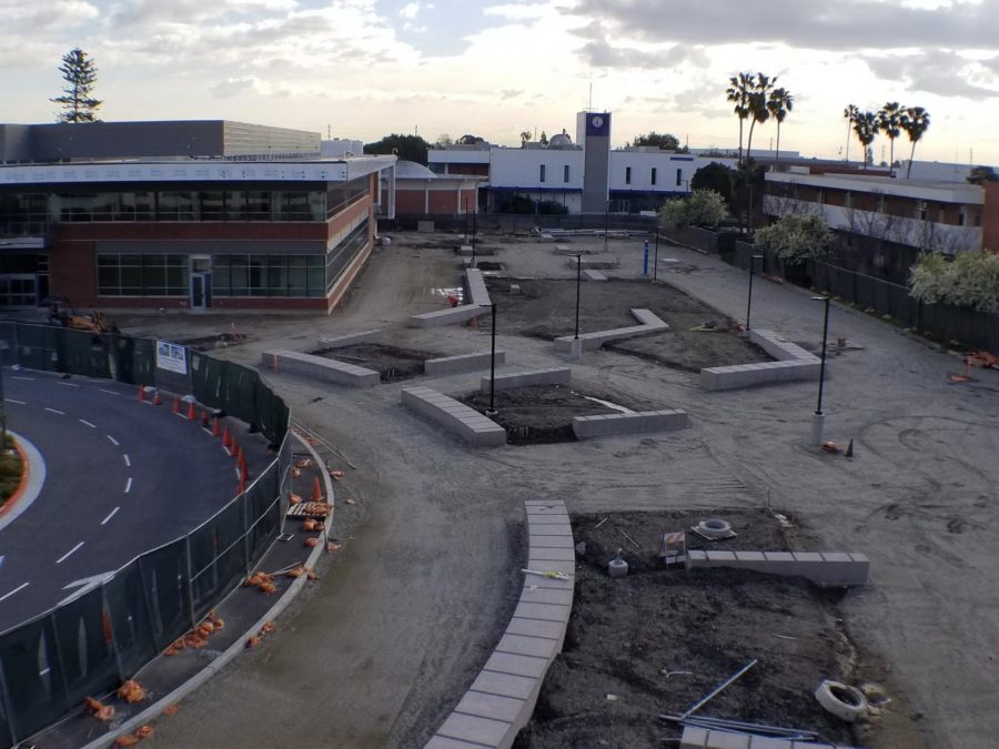 The dirt grounds and cement blocks of the upcoming Student Services Center on the north side of El Camino College. Feb. 20, 2019. Photo credit: Ernesto Sanchez
