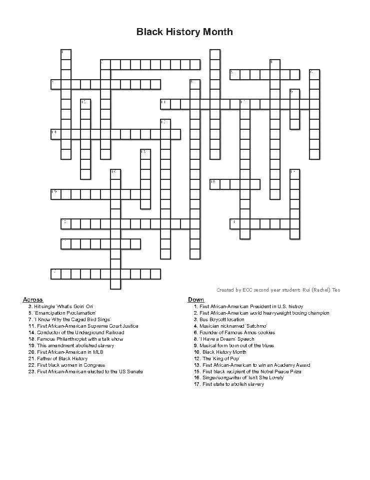 Celebrate Black History Month with the latest crossword puzzle created