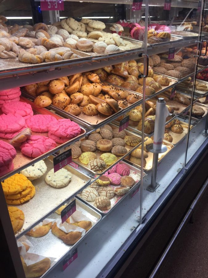 Pan+dulce+or+sweet+bread+consist+of+pastries+traditionally+enjoyed+by+Hispanic+families+for+breakfast+or+merienda+which+is+a+meal+usually+following+supper+and+can+be+found+in+bread+shops+called+panaderias.