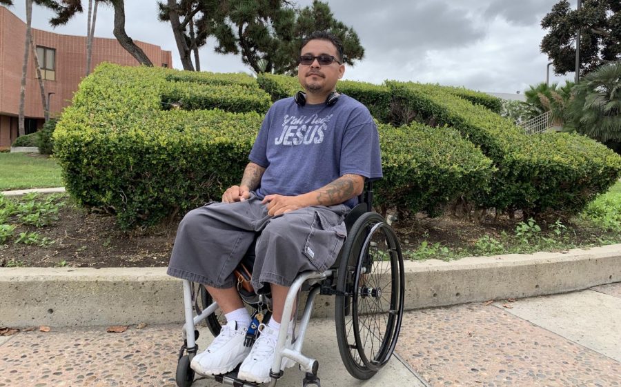David Nieto poses for a picture outside the Bookstore at El Camino College on Thursday, Sept. 26. As a third-year student, he has maintained a 4.0 G.P.A while experiencing food and housing insecurities that have forced him to live in his car for a few months last year. 