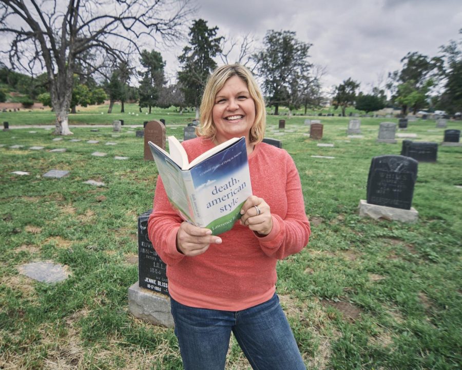 Kassia Wosick, who teaches the Sociology of Death and Dying class at El Camino College, is shown here at Sunnyside Cemetery in Long Beach, California on March 14. In this course, she incorporates a mix of levity, life experiences and real-time events to help her students embrace, rather than fear, death. Cameron
Klassen/The Union