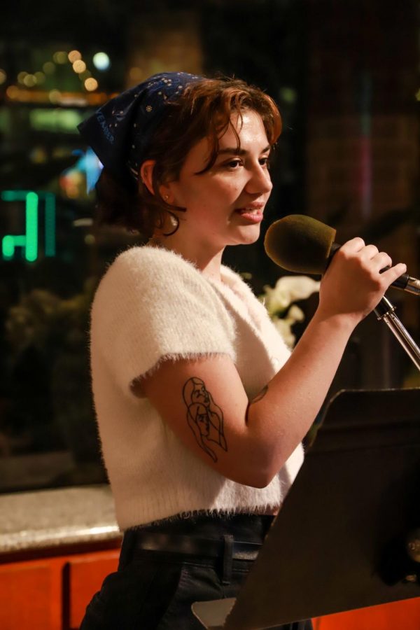 Redondo Poets hosts a weekly open mic every Tuesday at Coffee Cartel in Redondo Beach, California. On March 3, Thea Rosemary was the featured artist and read a 20 minute poetry set. Photo credit: Rosemary Montalvo