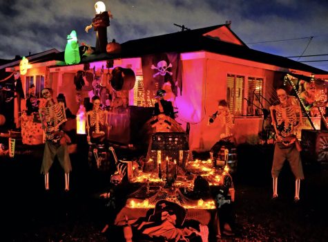 A home near the Torrance Refinery exhibits an elaborate display of Halloween props and decorations in its front yard on Thursday, Oct. 21.