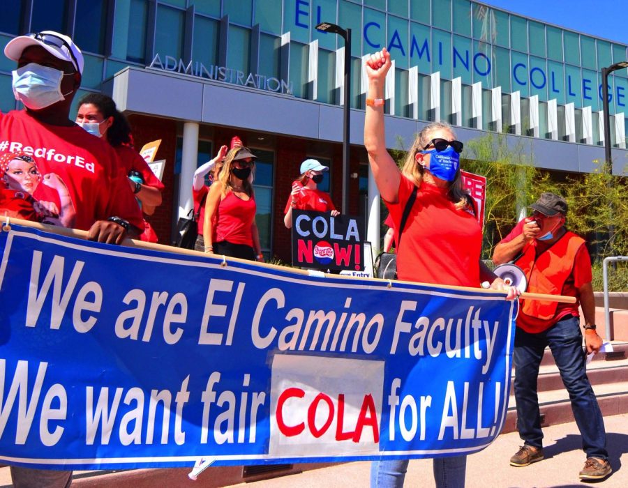 El Camino College American Federation of Teachers gathered on campus in response to the faculty being denied Cost of Living Adjustment in their salary.