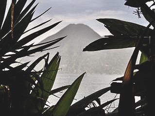 One of the three volcanoes that surround Lake Atitlán, surrounded by plants In Sololá, Guatemala on Aug. 15, 2017. Isabella Villatoro/The Union.