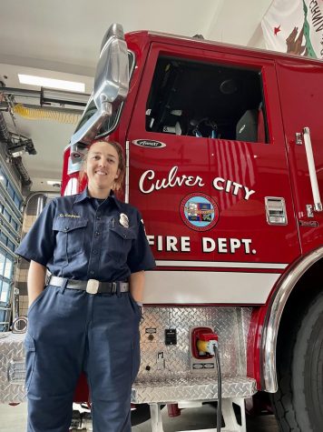 Christine Coulson, a firefighter with the Culver City Fire Department and instructor at ECC’s Fire Academy, at her station on Sunday, Oct. 31 in Culver City. Coulson was the only woman in her class when she graduated from ECC’s Fire Academy. Now, she is working to recruit more women into the fire service, including starting Culver City’s first fire camp for girls, ages 14 to 18. Photo by Kim McGill/The Union