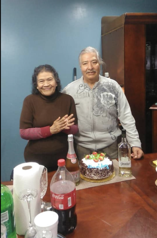 Delfino Camacho Sr. and Blanca Camacho, parents of Delfino Camacho, pose during a friends Birthday Celebration, June 2013. Soon after this photo was taken Delfino Camcho Sr. would undergo an open heart valve operation. The next year in 2014 Blanca Camacho would go through a liver transplant.
