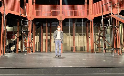Daniel Nakawatase, director of "spring awakening" stands on the Campus Theater stage before the cast rehearses the musical on Thursday, March 10.  (Photo by Sharlisa Shabazz)