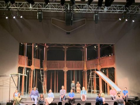 The cast of Spring Awakening sits downstage during the last scene of the musical singing &squot;The Song of Purple Summer". The Center of Arts at El Camino hosted opening night at the Campus Theater on Friday March 11,2022.(Photo by Sharlisa Shabazz/ Warrior Life)