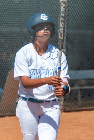 El Camino College Warriors Softball player Skylar Sanchez getting ready to bat. Softball game El Camino College Warriors vs Cypress College Chargers at El Camino College at the Softball field in Torrance, CA on March 19, 2022. (Charlie Chen | The Union)