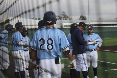 El Camino College Warriors head coach Nate Fernley calls a timeout during the sixth inning on Thursday, March 3, 2022 at Warrior Field in Torrance, Calif. Fernley is in his 15th season as head coach. (Photo credit: Elsa Rosales/The Union).