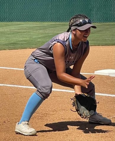 Skylar Sanchez was practicing with a big smile on her face. Throughout the game she showed dedication and consistency by hitting good pitches and 3 AB’s. (Khalid Muhsin | The Union)