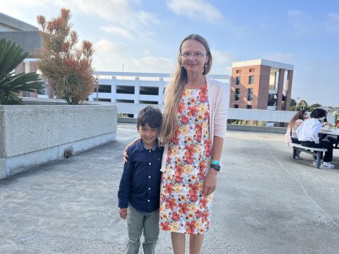 Anastasia Federova stands with her son outside of the East Dining Room on El Camino College campus at the Presidential Scholar and Academic Achievement Awards Presentation, May 25. Federova had received an Academic Achievement Award in the Fine Arts Division. Elizabeth Basile | The Union