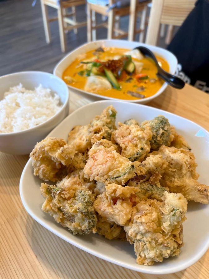 Vegan Nova’s popular menu items, feature vegetable tempura and Panang curry in Hawthorne, Calif. on May 22, 2022. (Brittany Parris | Warrior Life)