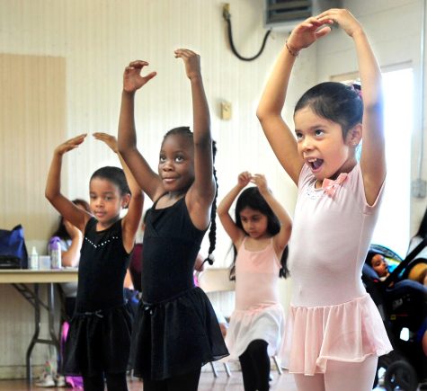 Young dancers in Tamara Kemp's tap-ballet class show their form during a tap-ballet lesson at Freeman Park. In the front row from left are Presley Hall, 5; Skylar Barnes, 5; and Stephany Aguilar, 6. (Gary Kohatsu | Warrior Life)