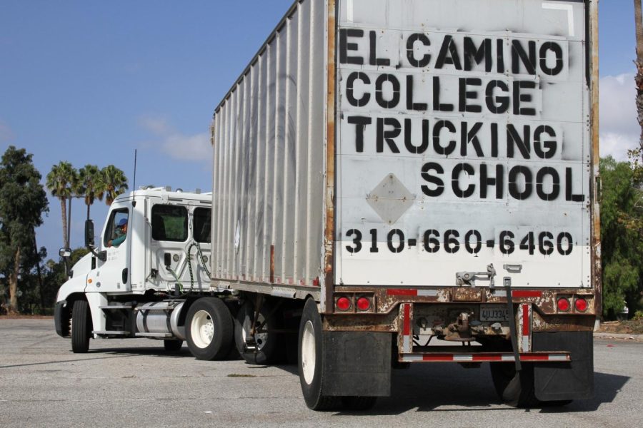 Juan Ceja, Commercial Trucking Class student, practices parking a truck in the designated spot during class time on Sunday, Sept.18. Ceja said that he learns from watching other students as he is a visual learner. (Nindiya A Maheswari Putri | The Union) 