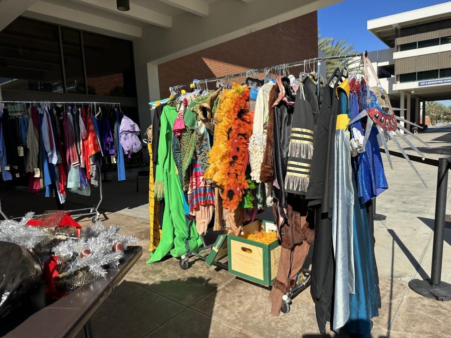 A costume rack at the Halloween Costume Sale outside the Marsee Auditorium on the first day of the two-day sale, Wednesday, Oct. 19. The costumes and clothing up for sale were all used in El Camino theater performances. (Eddy Cermeno | The Union) Photo credit: Eddy Cermeno