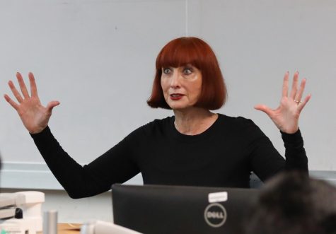 Cindy Bradley talks to students during an English class in the Humanities building on Monday, Nov. 7 at El Camino College. Bradley is a ballet instructor known for discovering Misty Copeland, an award-winning ballet dancer. (Greg Fontanilla | The Union)
