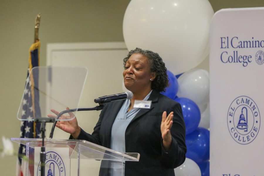 We are creating change, President Brenda Thames said during her State of the College speech at El Camino College on Friday, Nov. 4. (Ethan Cohen | The Union)
