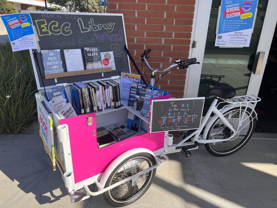 Books centered around information on voting displayed outside the El Camino Library on Wednesday, Nov. 2. The Associated Students Organization has been leading a Ballot Bowl initiative encouraging students to register to vote. (Brittany Parris | The Union)