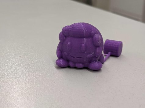 A completed printed model of one of the member's 3D of Kirby in the Makerspace on Tuesday, March 28. 3D printing utilizes Computer-Aided Design programs as a core foundation for creating 3D-printed models. (Ari Martinez | The Union)