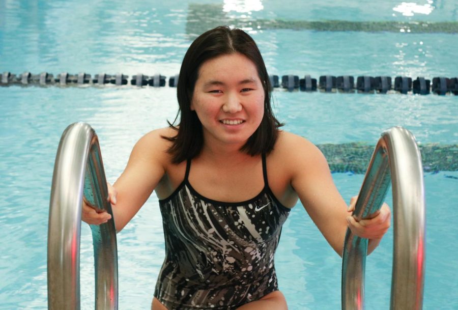 Swimmer+Mia+Park+gets+out+of+the+pool+at+the+Aquatics+Center+on+March+8.+Teammate+Melissa+Brill+said+she+is+an+all-around+good+swimmer.+%28Anthony+Lipari+%7C+The+Union%29
