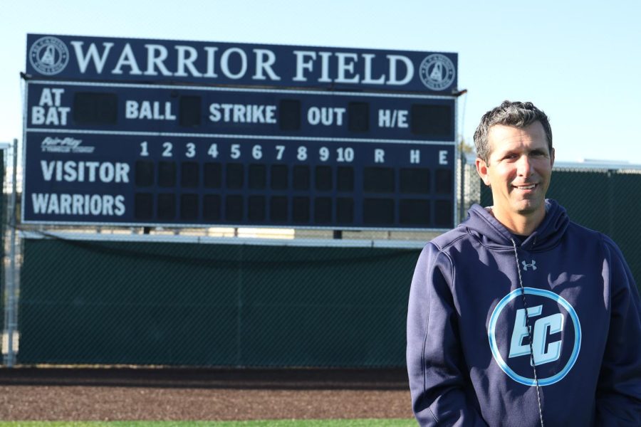 El Camino College baseball coach and physical education instructor Nate Fernley at Warrior Field on Tuesday, March 4. Fernley was nominated and selected as Health Educator of the Year by the California Community College Physical Education, Kinesiology, Dance Association. (Greg Fontanilla | The Union) Photo credit: Greg Fontanilla