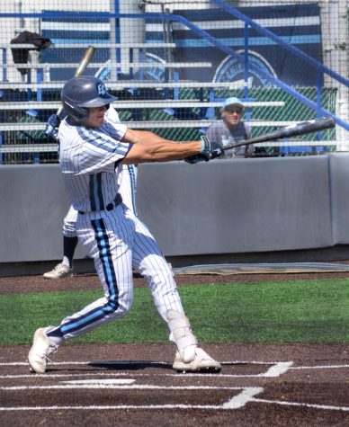El Camino College's Daniel Murillo, bats a ball during a home game on Thursday, April 6. El Camino walked off their home field with a 9-2 victory over Glendale Community College (Ash Hallas | The Union)