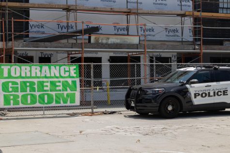 The Torrance Green Room stands across Crenshaw Boulevard from El Camino College. The illegal dispensary was raided by the Torrance Police Department and California Cannabis Control on Thursday, June 8. (Ethan Cohen | The Union)