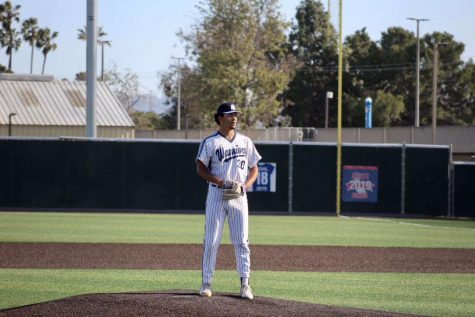 El Camino Student athlete Jason Davis playing baseball on campus before spending the summer playing in Canada to improve his resume on Thursday, April 6. (Dalton Pierson | The Union)