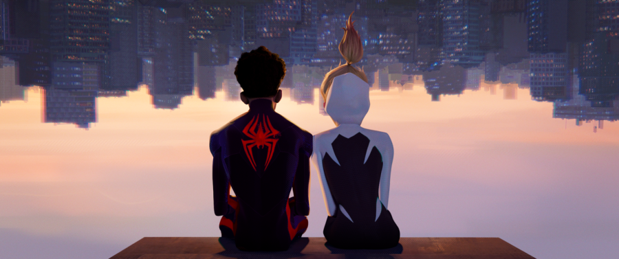 Spider-Man+%28Shameik+Moore%29+and+Spider-Woman+%28Hailee+Steinfeld%29+in+Spider-Man%3A+Across+the+Spider-Verse.+Photo+courtesy+of+Sony+Pictures.