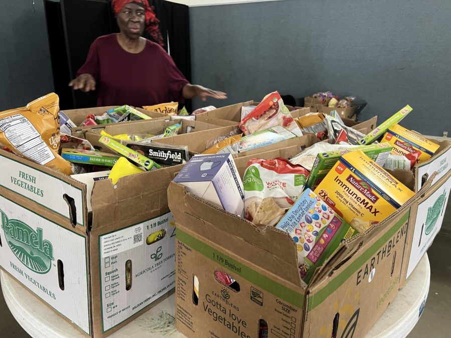 Hawthorne Seventh-Day Adventist Church distributes food items in big boxes to the communities on May 12. (Nindiya Maheswari | The Union)