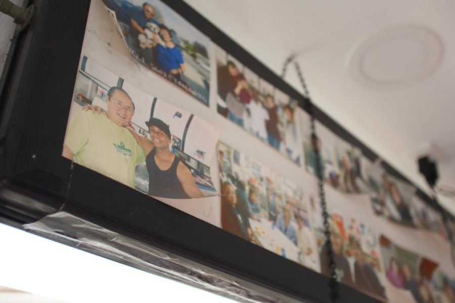 Dozens of photos from a previous era of Hironaka and Yu’s restaurant line the walls of Mr. H’s lunch place. The restaurant is full of items from Wasabi Sushiya. (Raphael Richardson | Warrior Life)